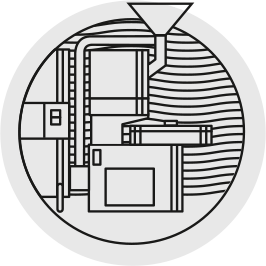 graphic icon of roasting equipment.